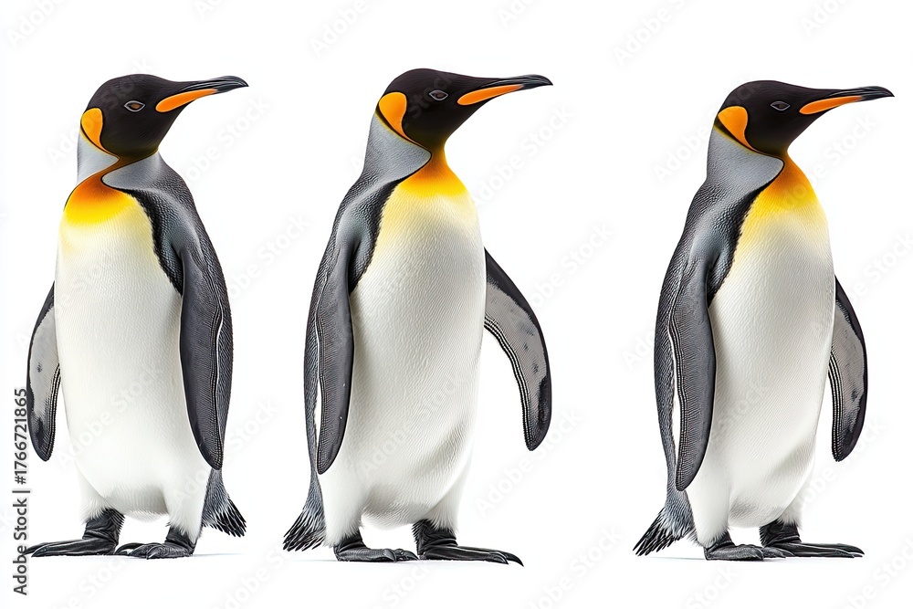 Fototapeta premium King penguins isolated on white background