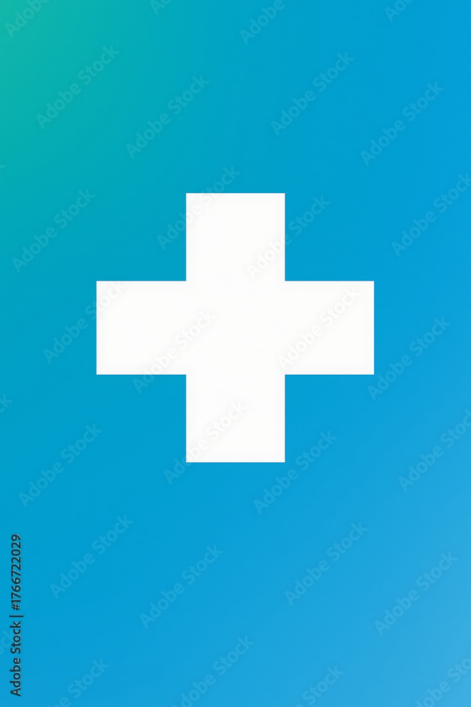 Obraz premium Hospital wall poster template with medical cross and gradient background