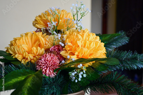 a bouquet of colorful chrysanthemums