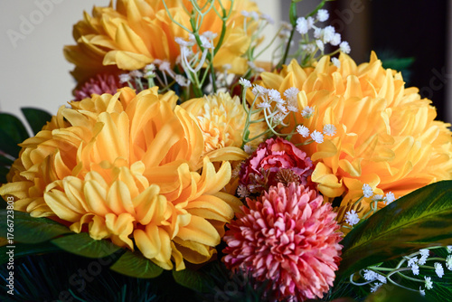 a bouquet of colorful chrysanthemums
