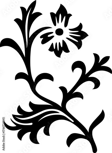 Black and white floral ornament vector design