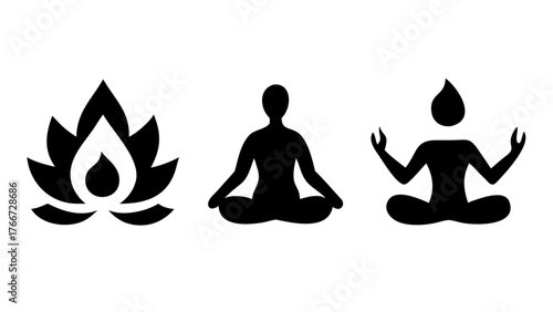 Vector art of meditation and spirituality lotus flower, yoga pose, and zen practice for mindfulness, relaxation, and inner peace, promoting wellness and selfdiscovery
