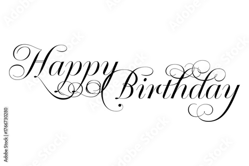 Happy Birthday - 手書き風の筆記体でおしゃれに書いた、「Happy Birthday（誕生日おめでとう）」のロゴマーク
