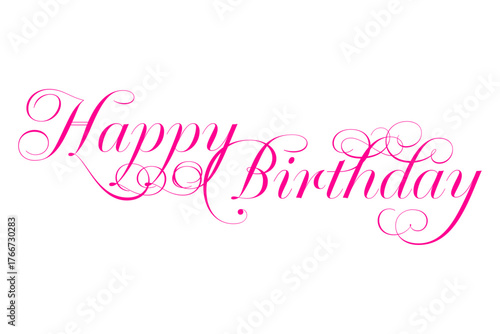 Happy Birthday - 手書き風の筆記体でおしゃれに書いた、「Happy Birthday（誕生日おめでとう）」のロゴマーク
