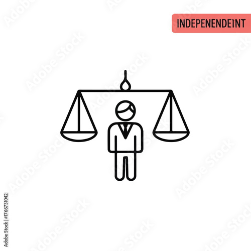 Balance of Justice A Line Art Depiction of Independence and Ethical Standpoint