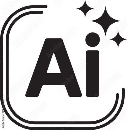 Generative AI logo icon with star and square icon. Generative Ai logo. Artificial intelligence icon symbol. Vector illustration.AI generated icon. AI logotype. Artificial intelligence concept. 