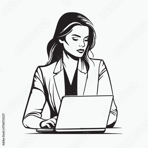 business woman working on laptop