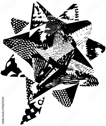 Abstract Star Explodes with Texture in Graphic Design