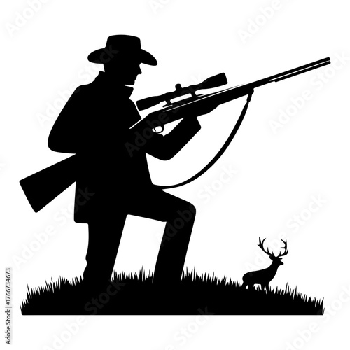 hunter with gun silhouette vector design 