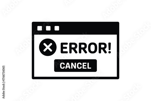Computer window displaying an error message with a cancel button and warning icon