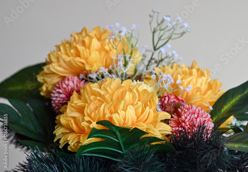a bouquet of colorful chrysanthemums