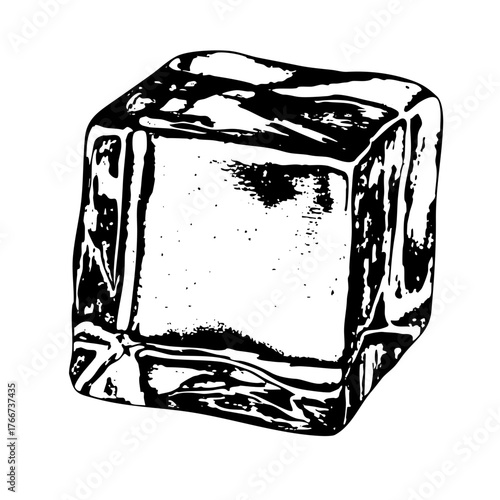 Ice cube glistens in illustration