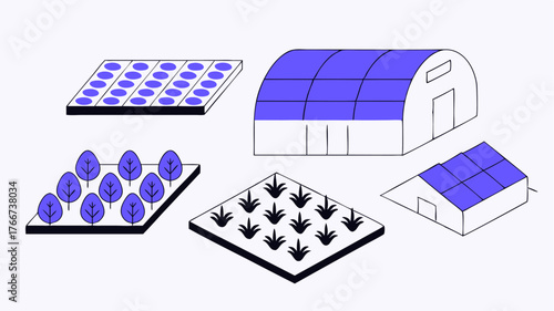 A sustainable farm with diverse crops rainwater harvesting systems and a solarpowered greenhouse showcasing innovative agricultural practices.