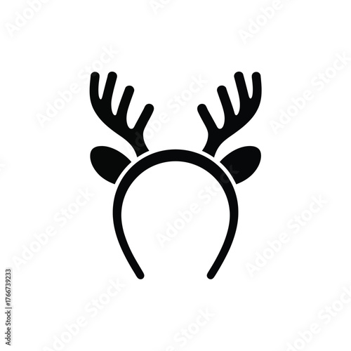 Black silhouette of reindeer antlers and ears on a headband for festive occasions