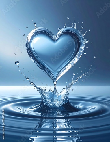 Heart-shaped water droplet splash in nature high-speed capture of watersplash environment