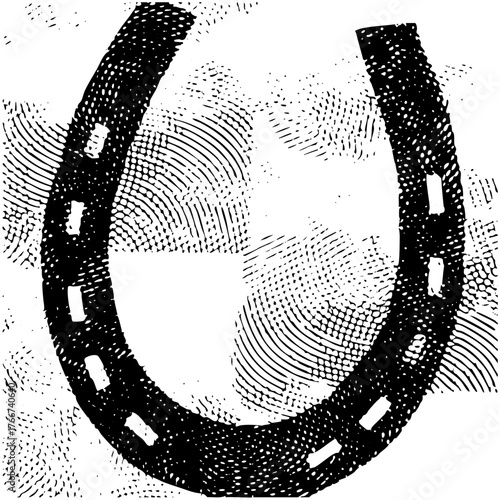 Horseshoe luck in vintage engraving