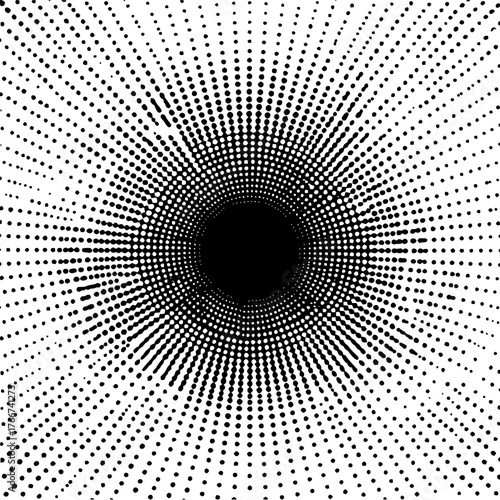 Radial pattern of dots emanating from a central black circle creating a visual tunnel effect illusion