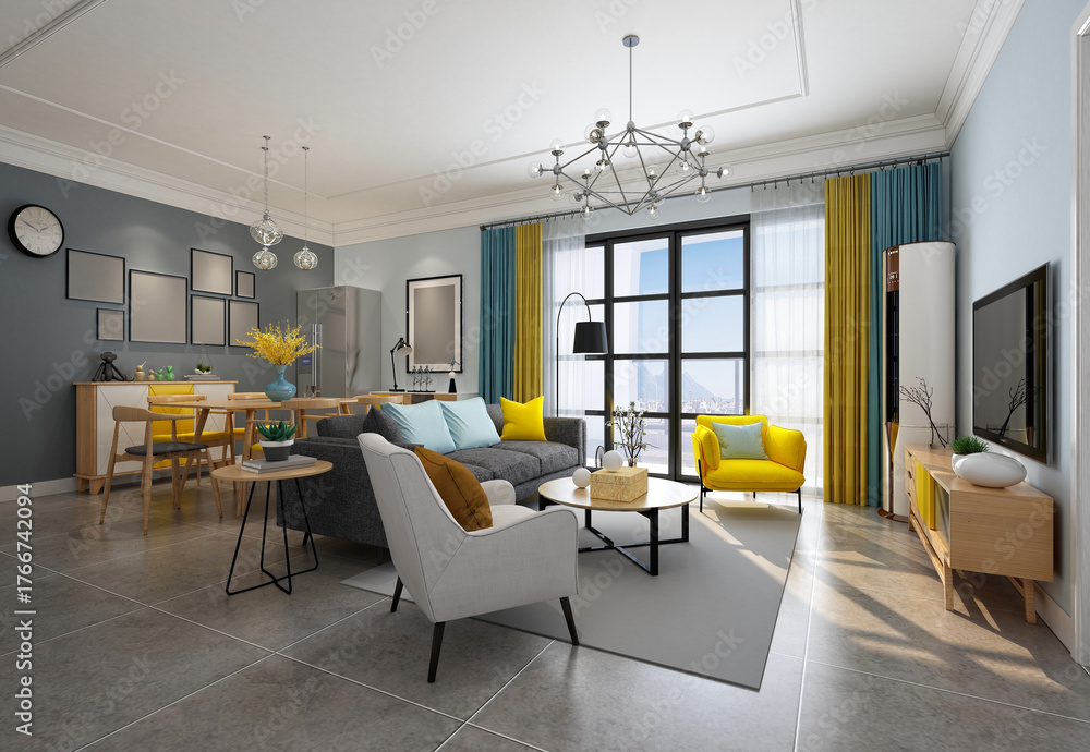 Obraz premium 3d render modern living room