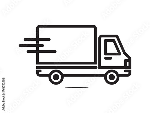 2D Line Art Truck Transport Illustration
