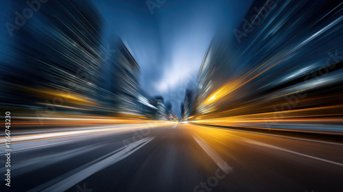 Stunning Ultra Realistic Long Exposure Photograph Capturing Vibrant City Lights in Motion at Nighttime with Dynamic Flowing Colors