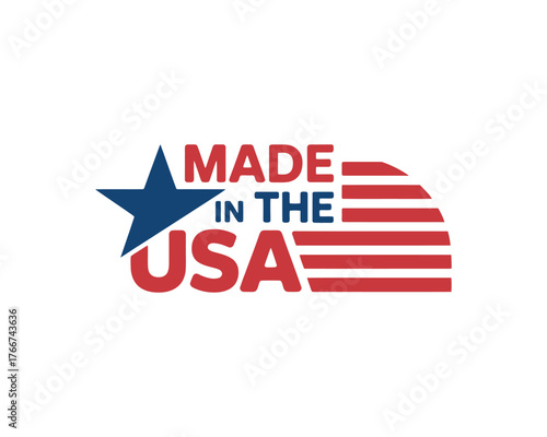 Proudly made in the usa patriotic graphic with american flag elements