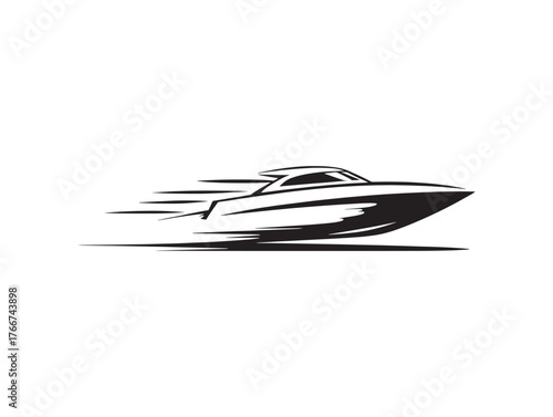 Elegant Speedboat Line Art Vector Icon