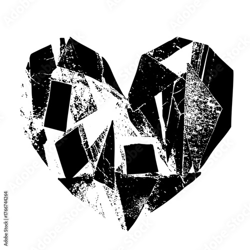 Broken heart fragility in abstract design