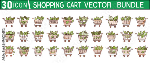 Colorful Shopping Cart Vector Bundle for Web & Mobile