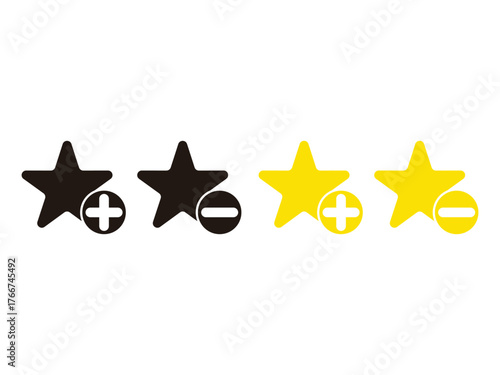 Add to favorite icon, simple outline add stars vector, isolated on transparent background