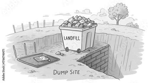 Minimal sketch of landfill cart within a dump site pit
