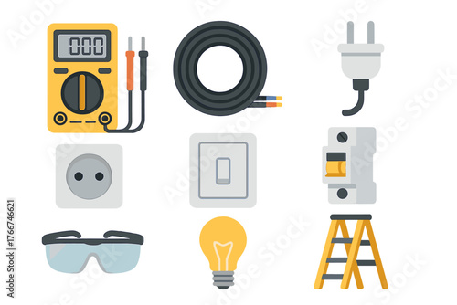 Essential electrical tools and components for repair and installation work