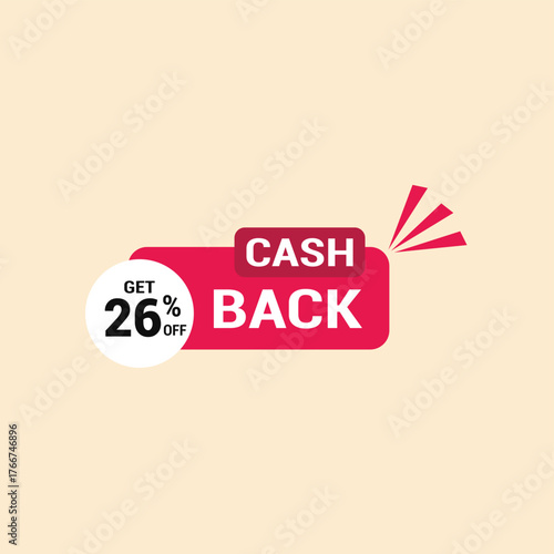 26% cash back offer icon vector a must have for savvy shoppers seeking incredible deals and discounts