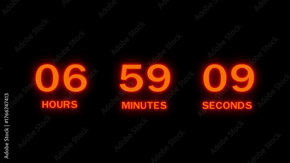 12 Hours countdown timer number animation. Countdown timer from hours ...