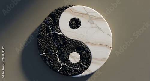 Yin and Yang concept illustration with natural textures