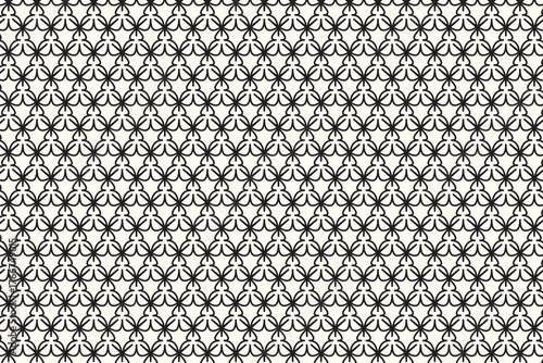 Floral Seamless Geometric Pattern design Interlocking Shapes Ornamental Surface Monochrome Decoration Textile design repeatable wallpaper backdrop.
