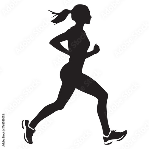 Vector silhouette of a women runner 
