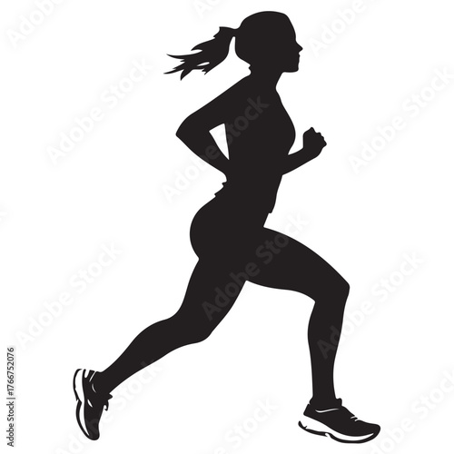 Vector silhouette of a women runner 