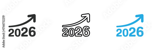 Visualize a prosperous 2026 with these upward trending arrows showcasing business growth and financial success. Perfect for planning, forecasting, and presentations.