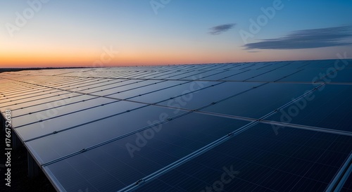 Large Solar Power Field at Sunrise