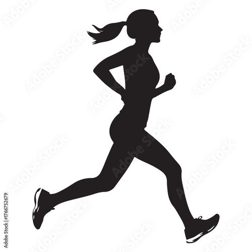 Vector silhouette of a women runner 