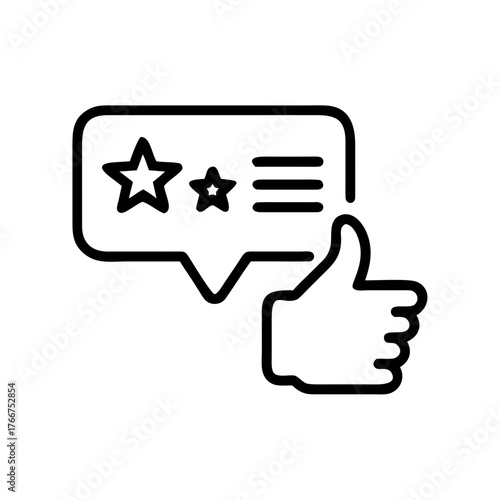 Feedback and rating symbol with thumbs up and stars  