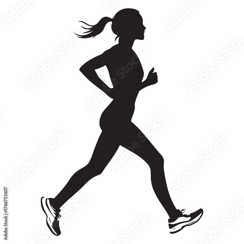 Vector silhouette of a women runner 