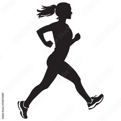 Vector silhouette of a women runner 