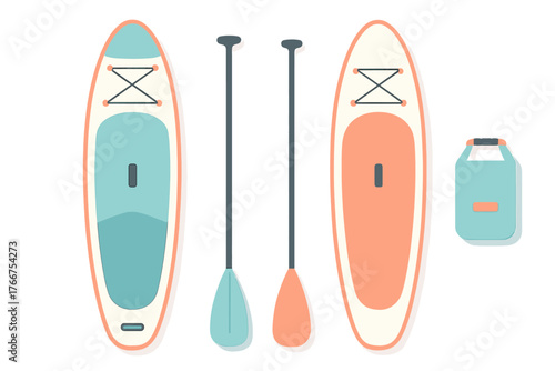 Stand up paddle board equipment set with paddles and waterproof dry bag