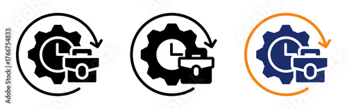 Work Efficiency Icon Collection Glyph & Mixed Style 