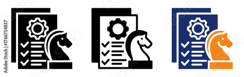 Strategic Planning Icon Collection Glyph & Mixed Style 