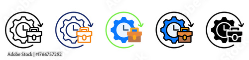 Work Efficiency Icon Multiple Style Collection Set 