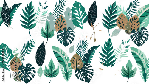Trendy seamless tropical pattern with exotic leaves and plants jungle.icon
