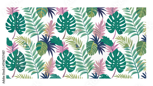 Trendy seamless tropical pattern with exotic leaves and plants jungle.icon
