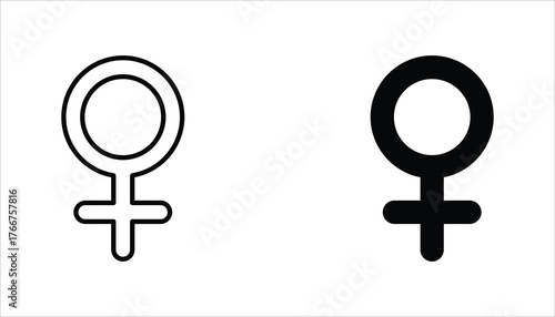 Female gender icon set. Single line Female gender icon vector background. Vector illustration for web design. Isolated on white background.